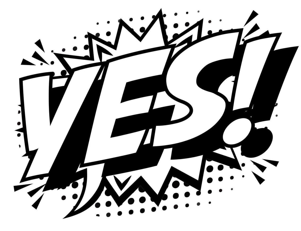 Yes comic text lettering bright cartoon retro pop art style vector