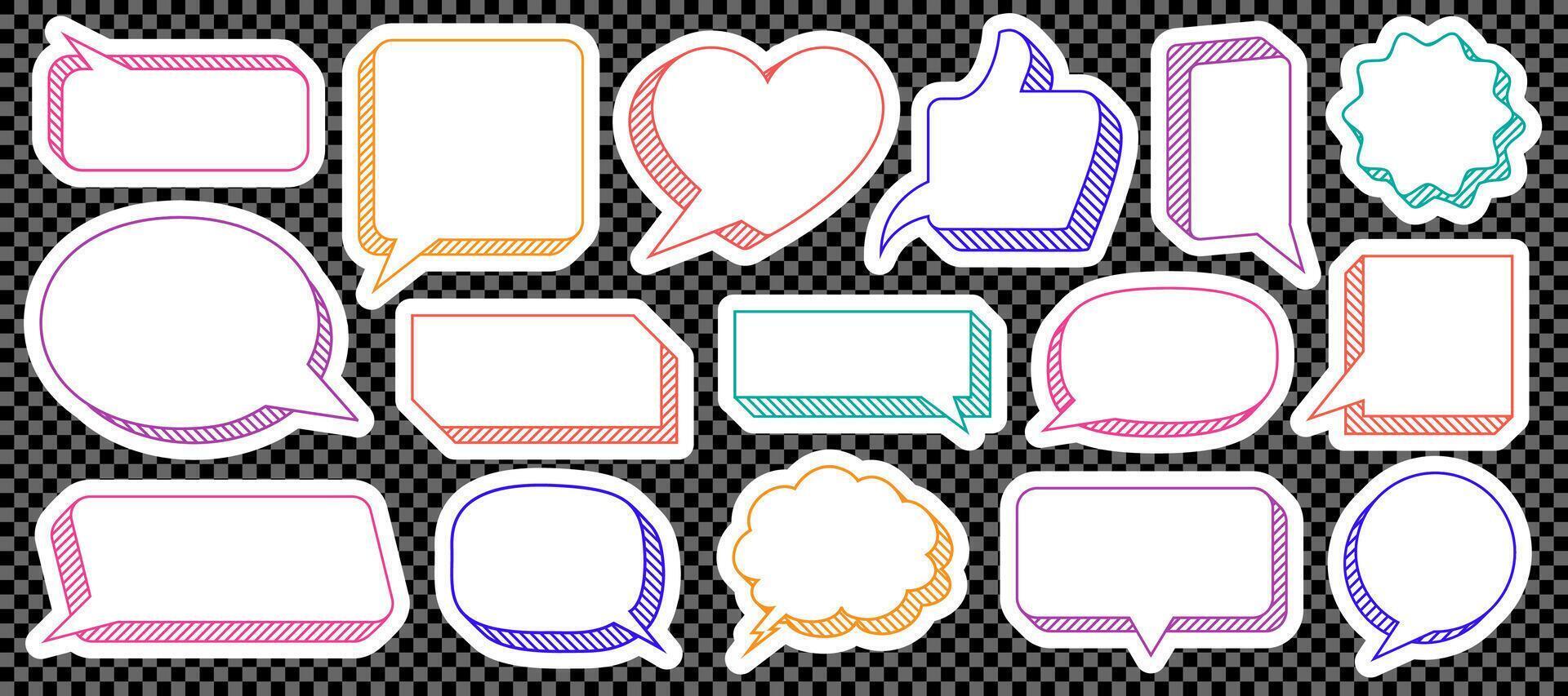 Speech bubble set 3d style cloud talk on black background vector
