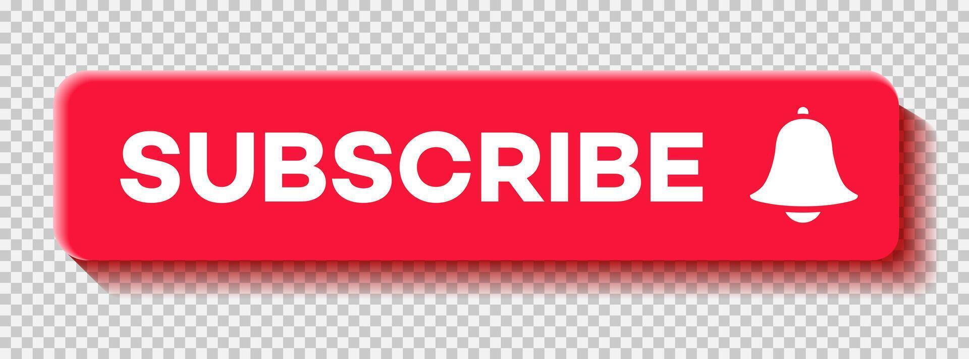 Subscribe button 3d style red color isolated vector