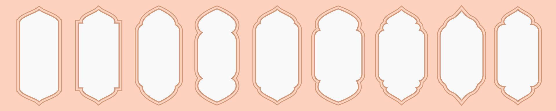Islamic window and arche set modern color style vector