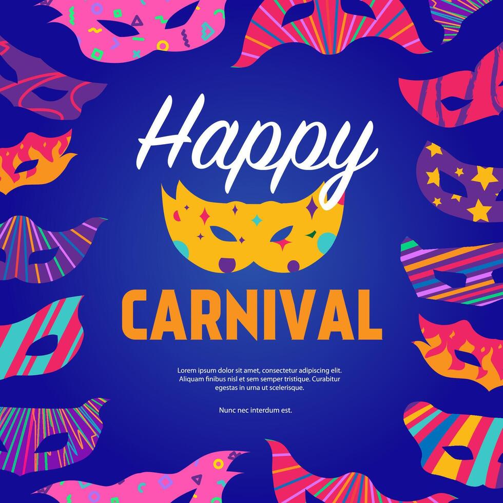 Carnival mask banner colorful style vector