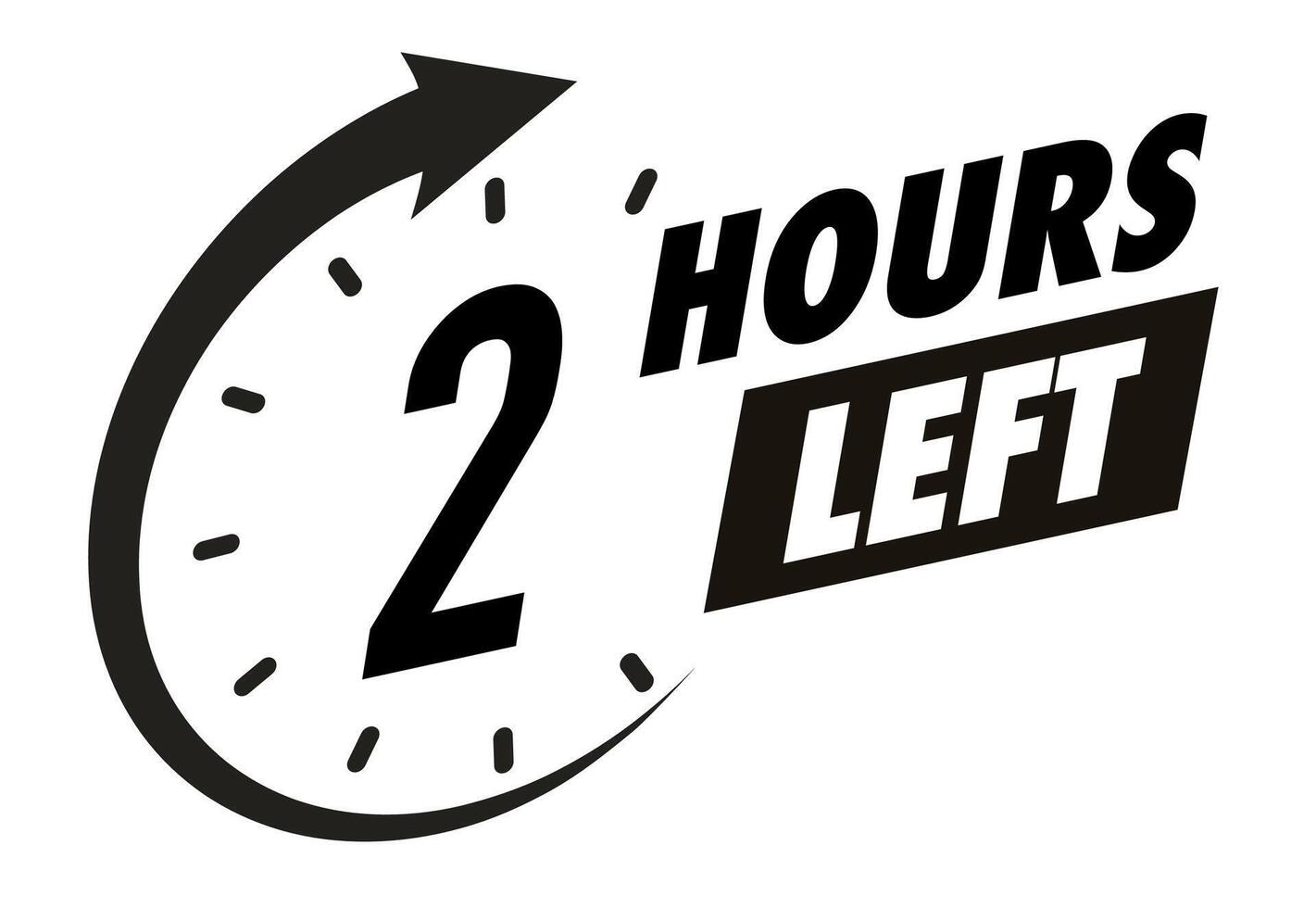 Countdown 2 hours left badge black vector
