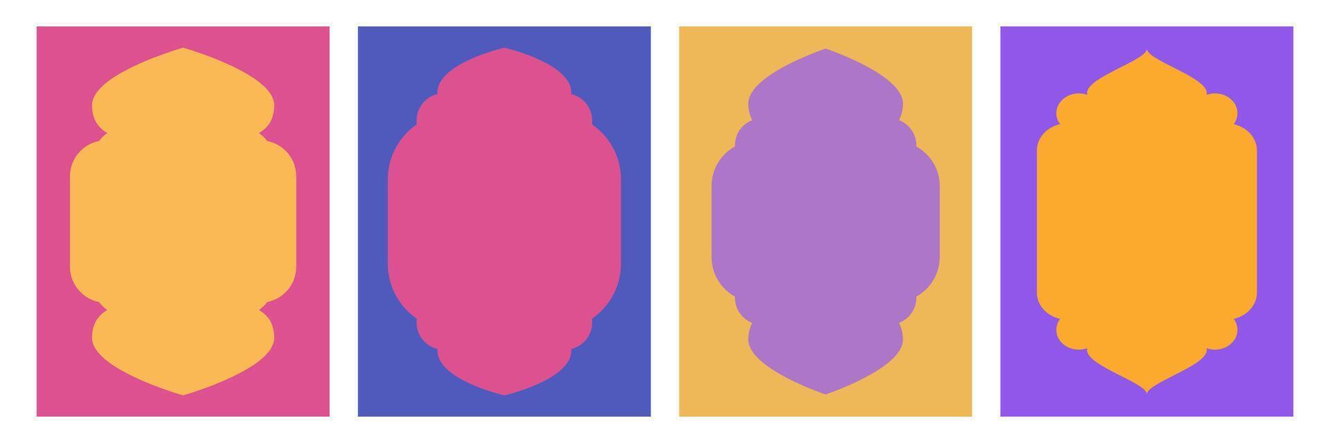 Islamic windows set color style vector