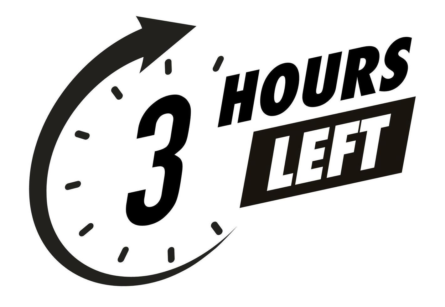 Countdown 3 hours left badge black color vector