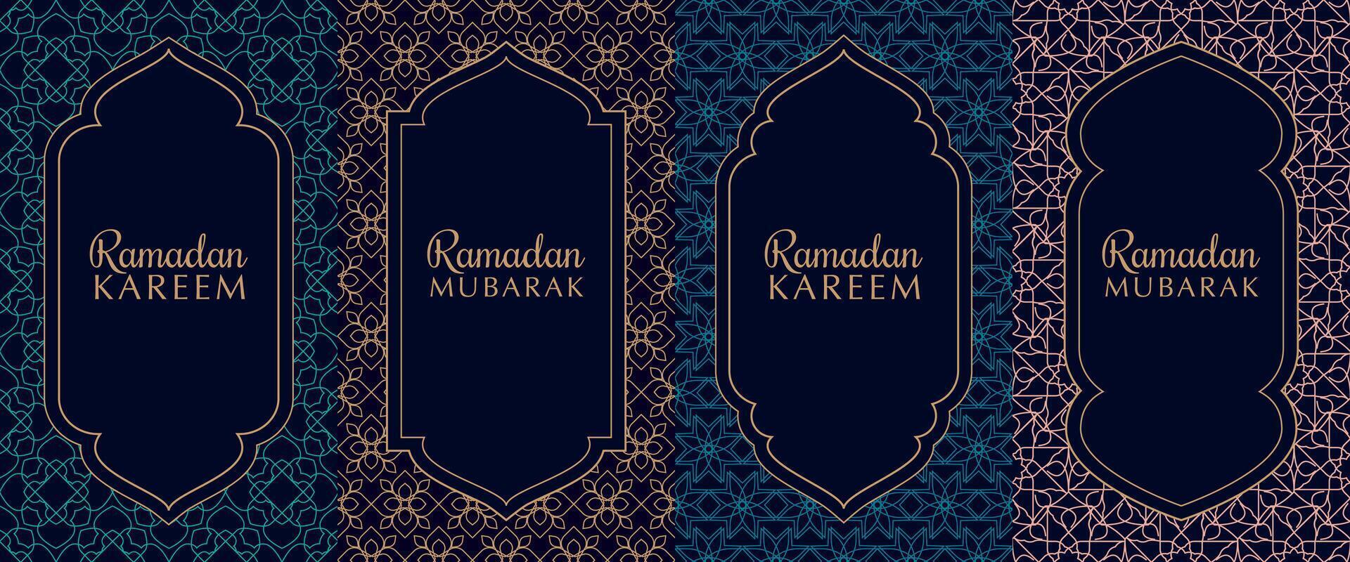Ramadan Kareem greeting card set vector