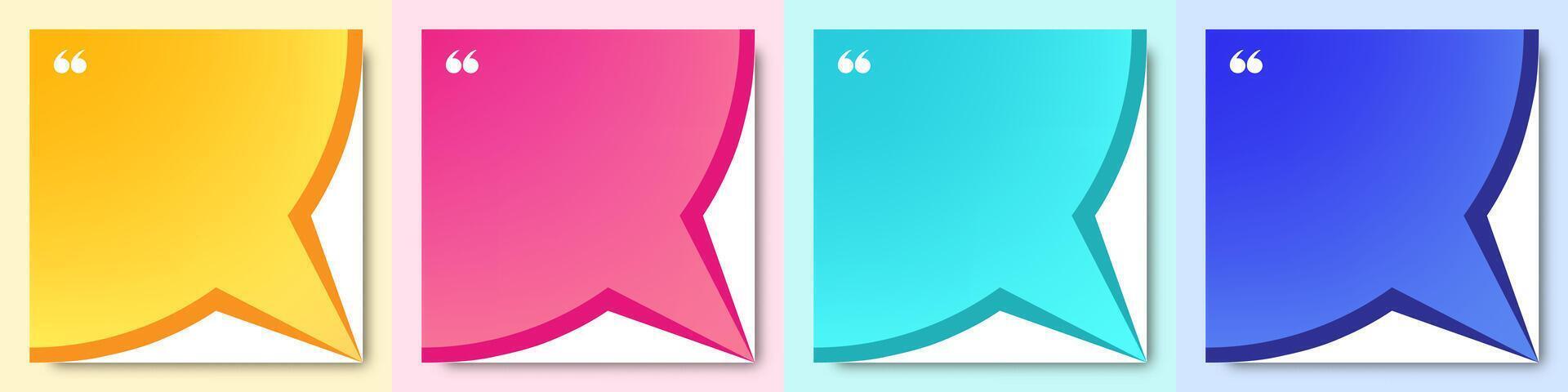 Feedback box set, bubble testimonial banner color vector