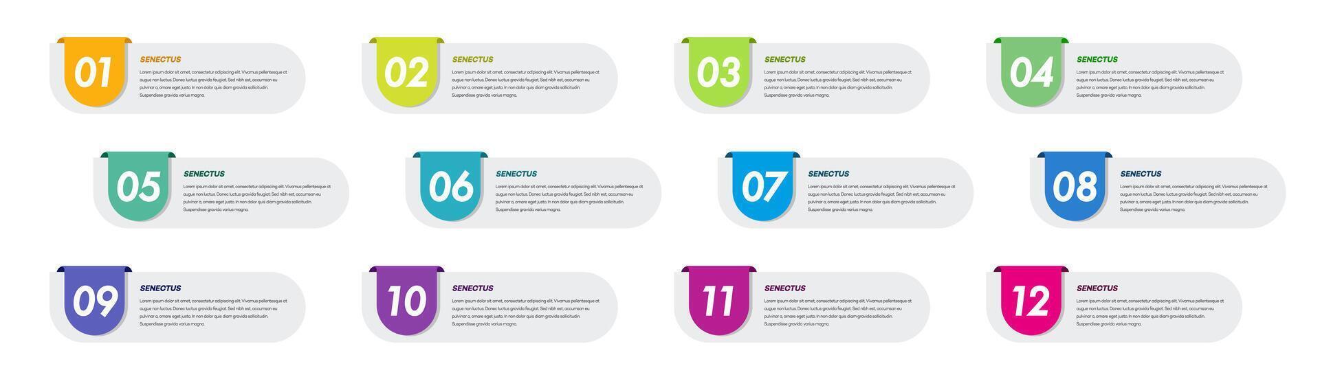 Bullet points numbers from 1 to 12 list marker set vector