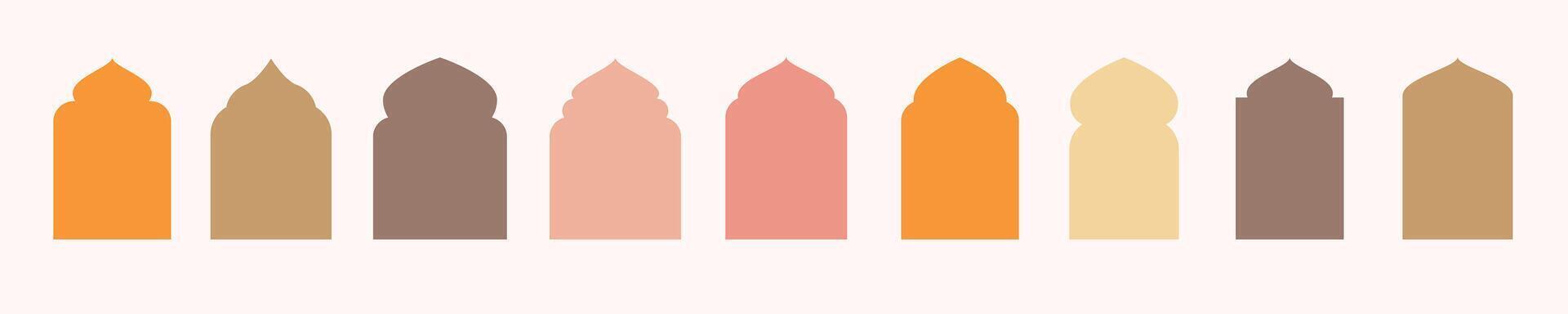 Islamic windows and arches set modern colorful vector