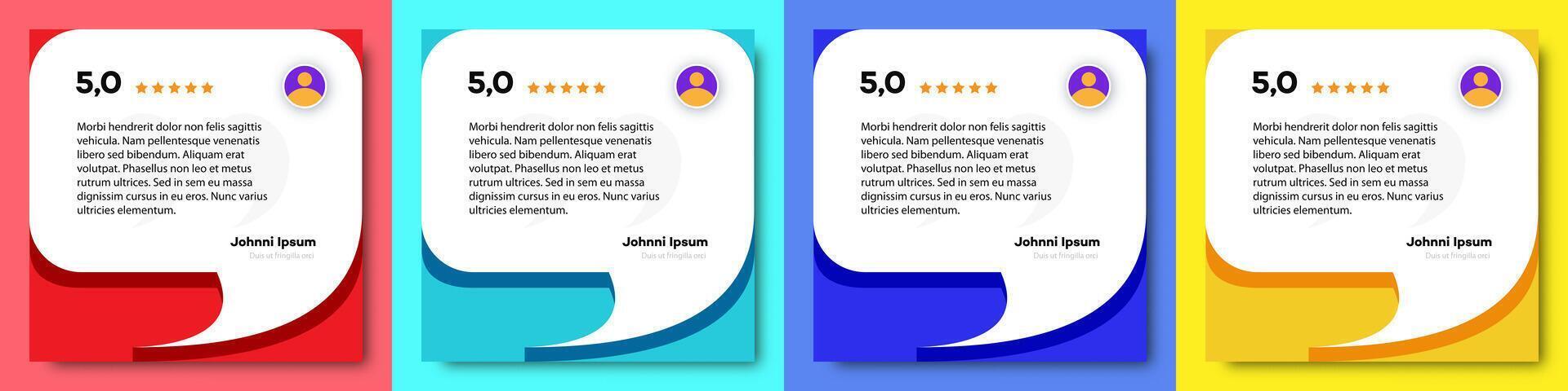 Feedback box, bubble testimonial banner collection color vector