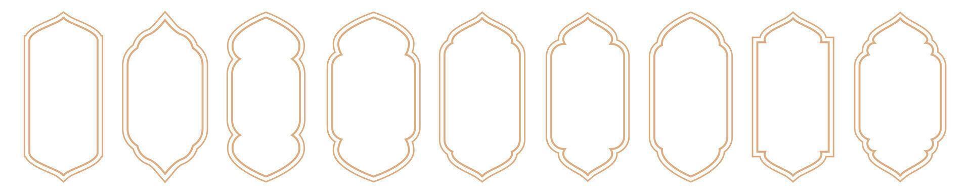 Islamic windows and arches set color style vector