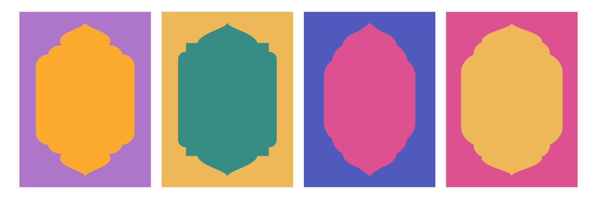 Islamic windows and arches set colorful style vector