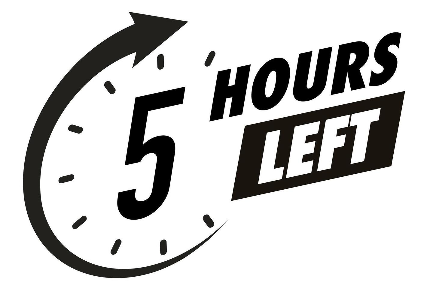 Countdown 5 hours left badge black vector
