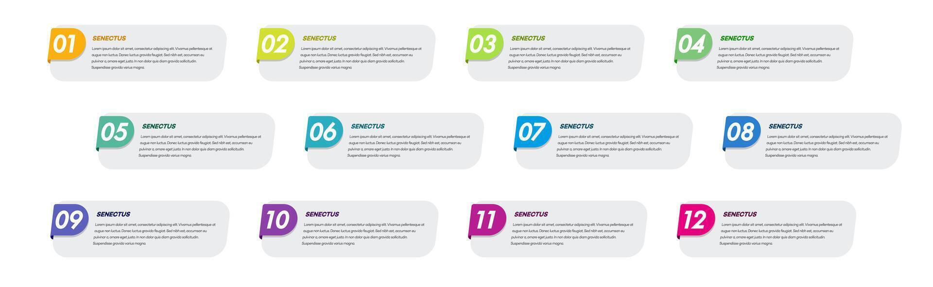 Bullet points numbers from 1 to 12 list markers modern vector