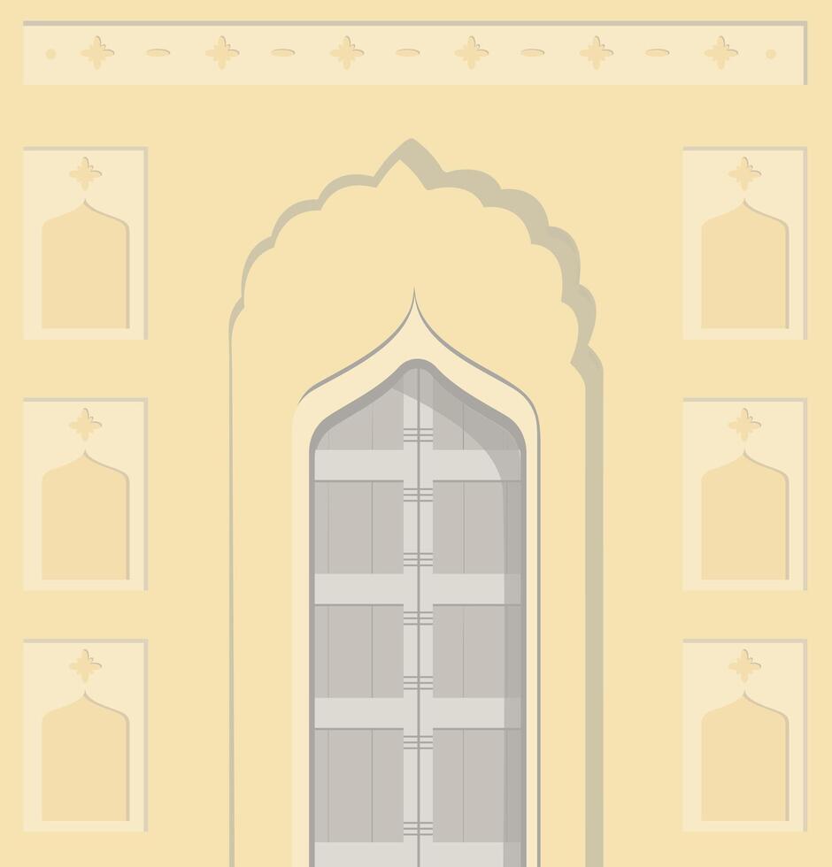 Mughal style gateway with decorative elements. Building entrance illustration. vector