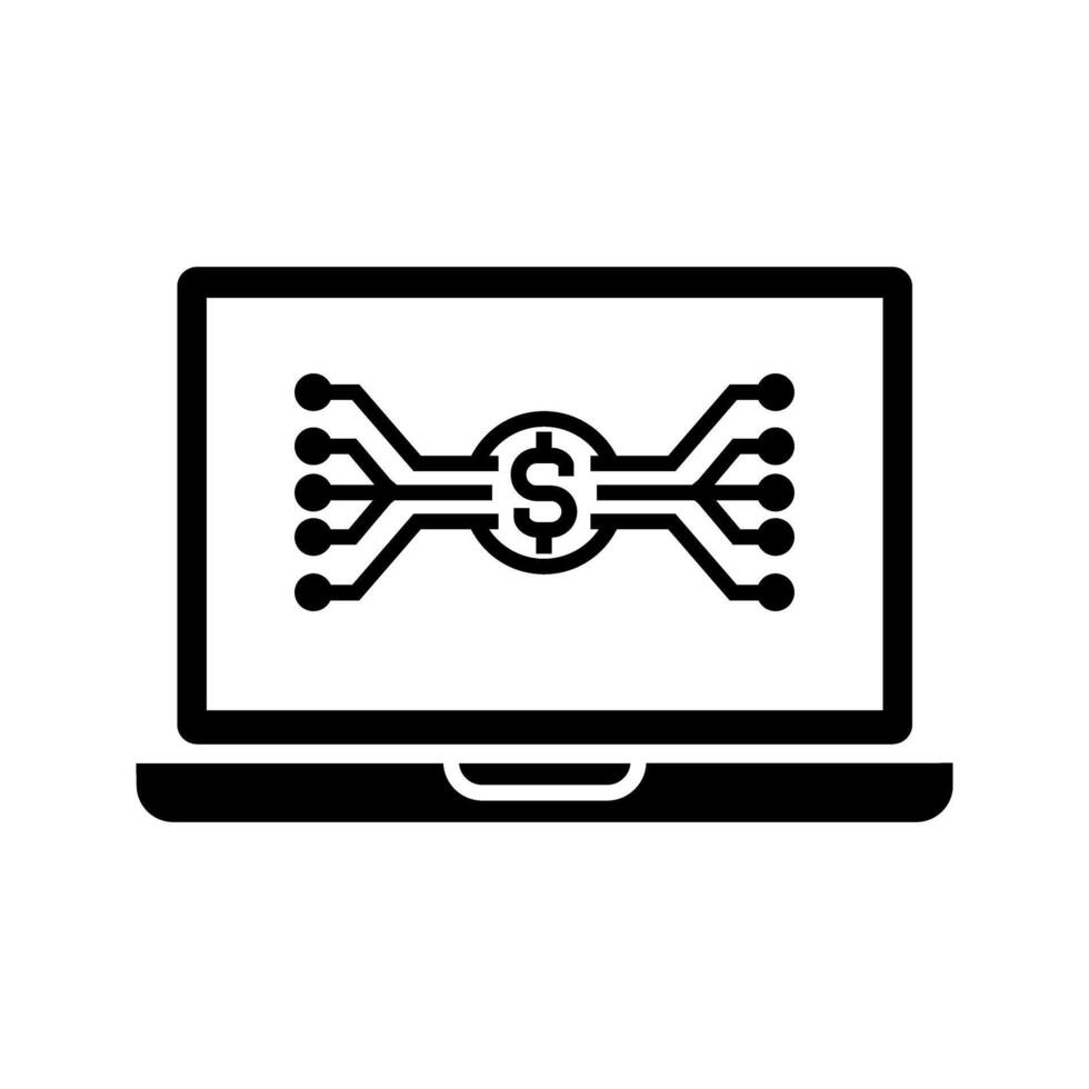 laptop with electronic money symbol icon vector