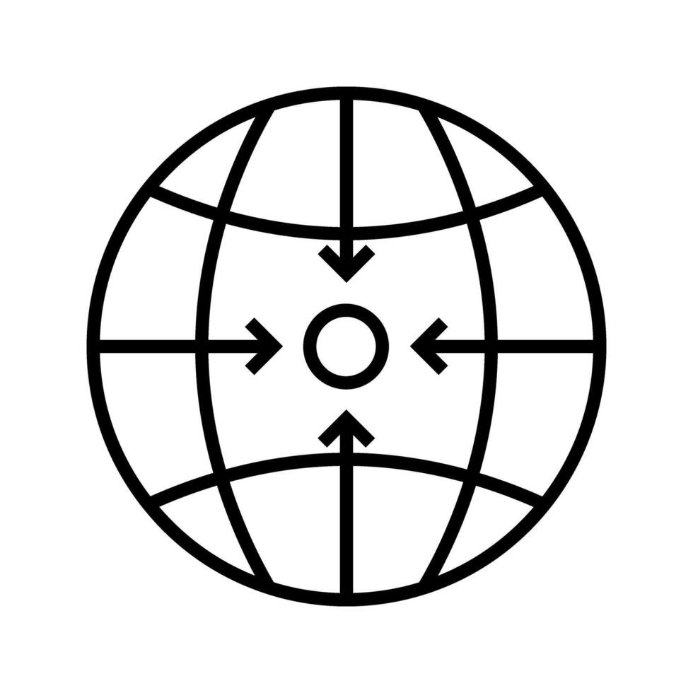 globe with arrow pointing to its core vector
