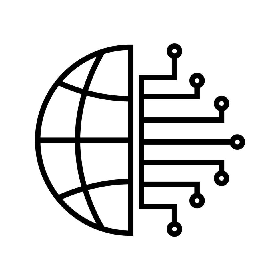 globe with electric circuit vector
