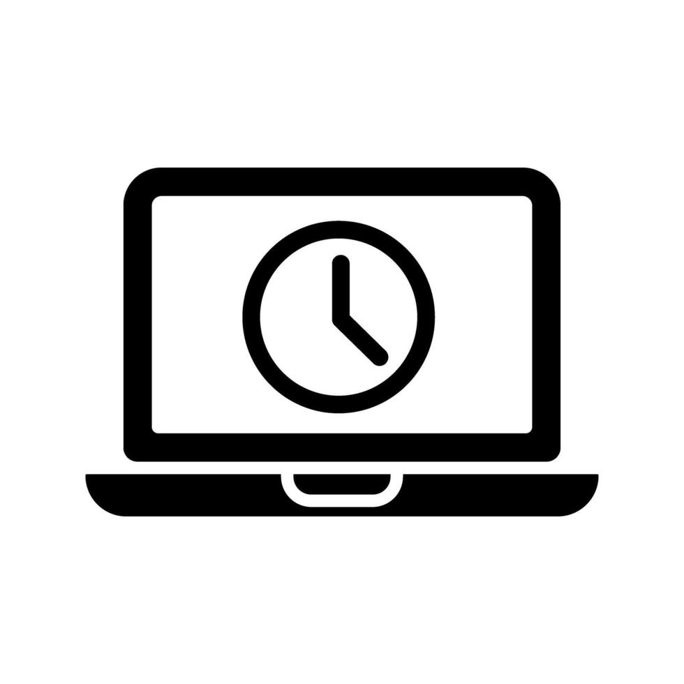 laptop with clock icon vector