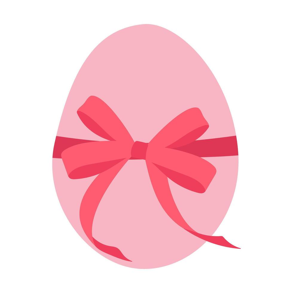 A pink egg with a red ribbon around it. The ribbon is tied in a bow. The egg is the main focus of the image vector