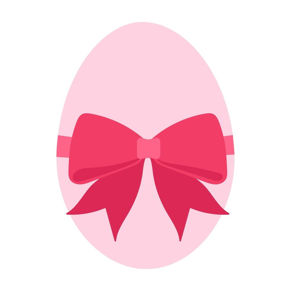 A pink egg with a red bow tied around it. The bow is tied in a way that it looks like it's about to be opened vector