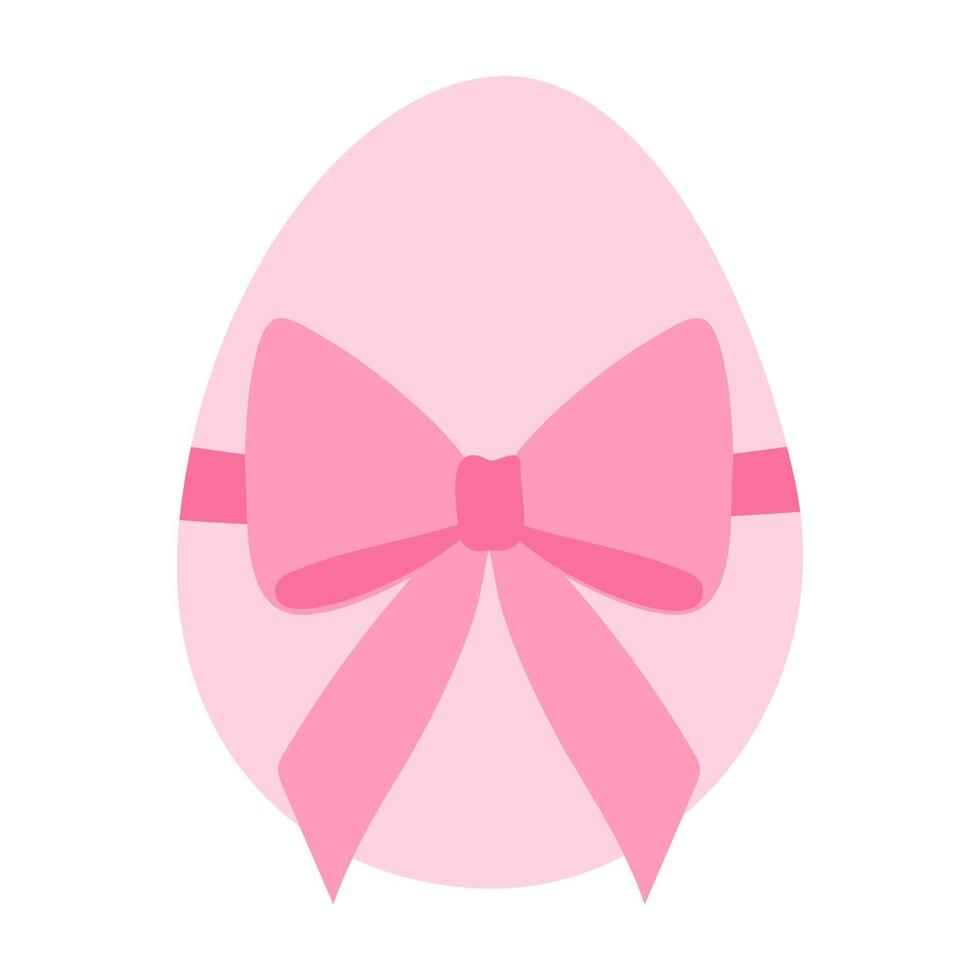 A pink egg with a pink ribbon around it. The ribbon is tied in a bow. The egg is the main focus of the image vector