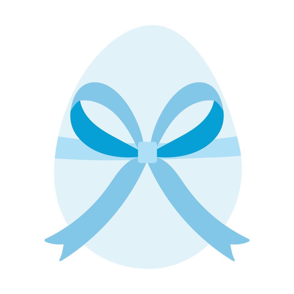 A blue and white egg with a bow around it. The egg is a symbol of new life and the bow represents the ribbon of love and celebration vector