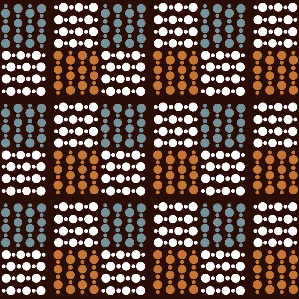 A modern pattern dots of blue and white abstract seamless hand drawn pattern used in ethnic background, simple style. and textiles on dark brown Background, illustration. vector