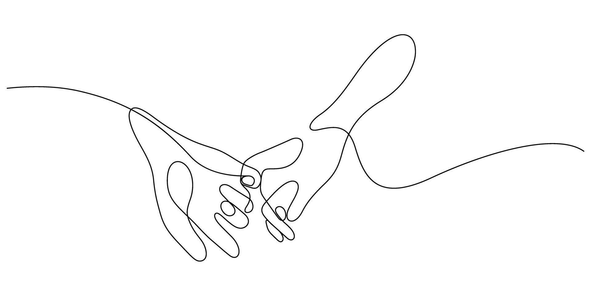 pinky swear of couple hand holding one line minimalism vector
