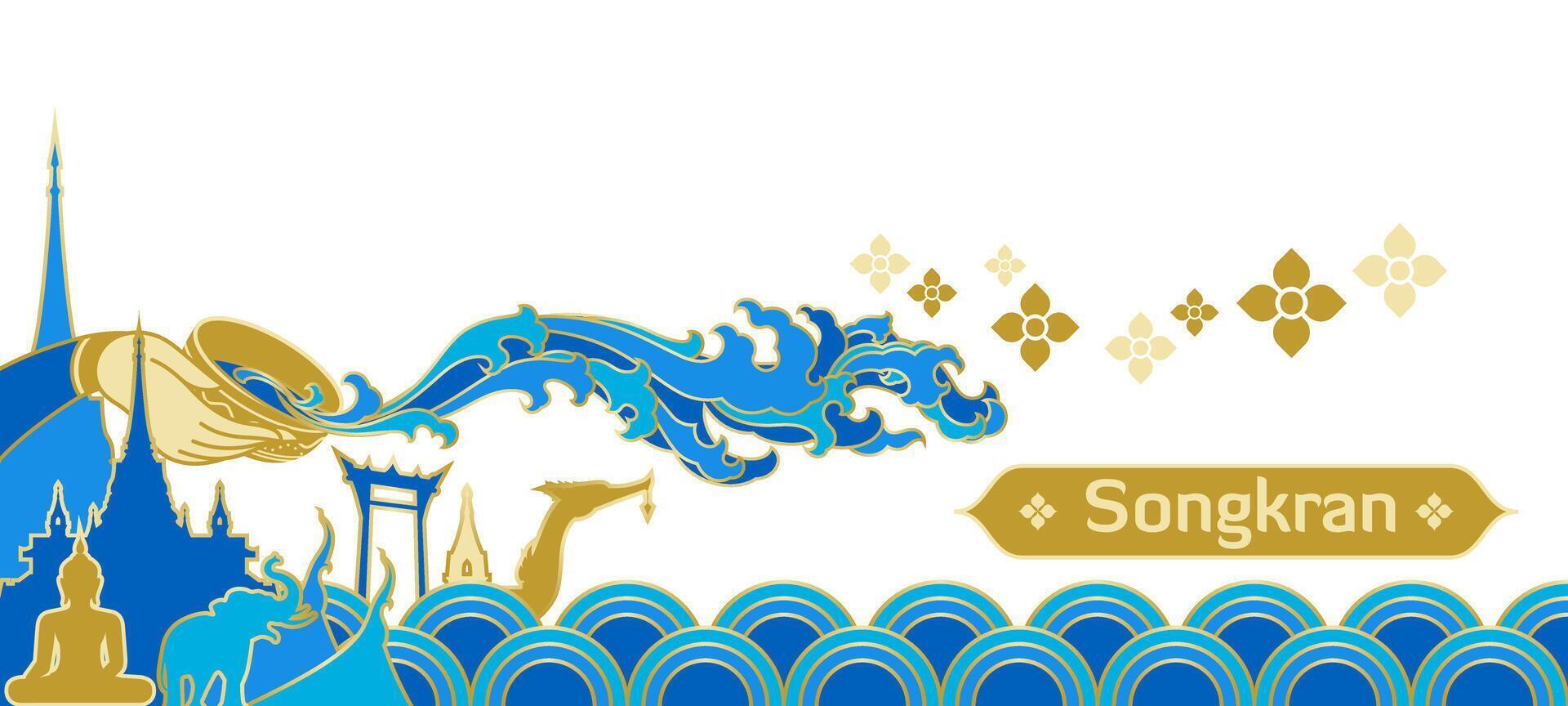 songkran thai water splashing festival graphic design element tourism attractive vector