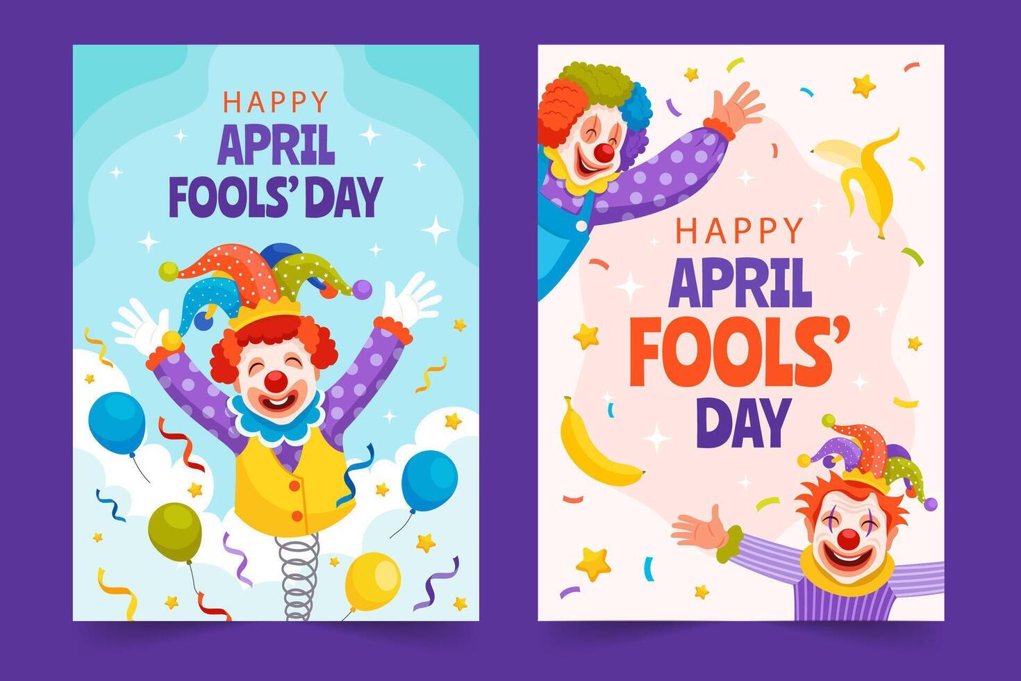 Cheerful April Fools' Day Greeting Cards vector