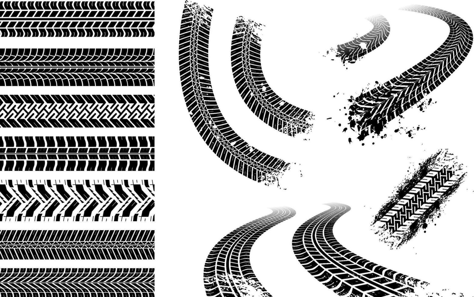 Car tire tracks icons in flat design vector