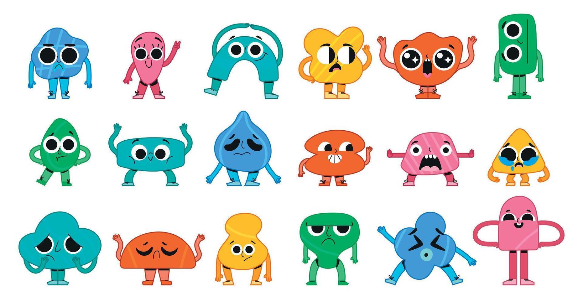 Flat abstract character emotions elements vector