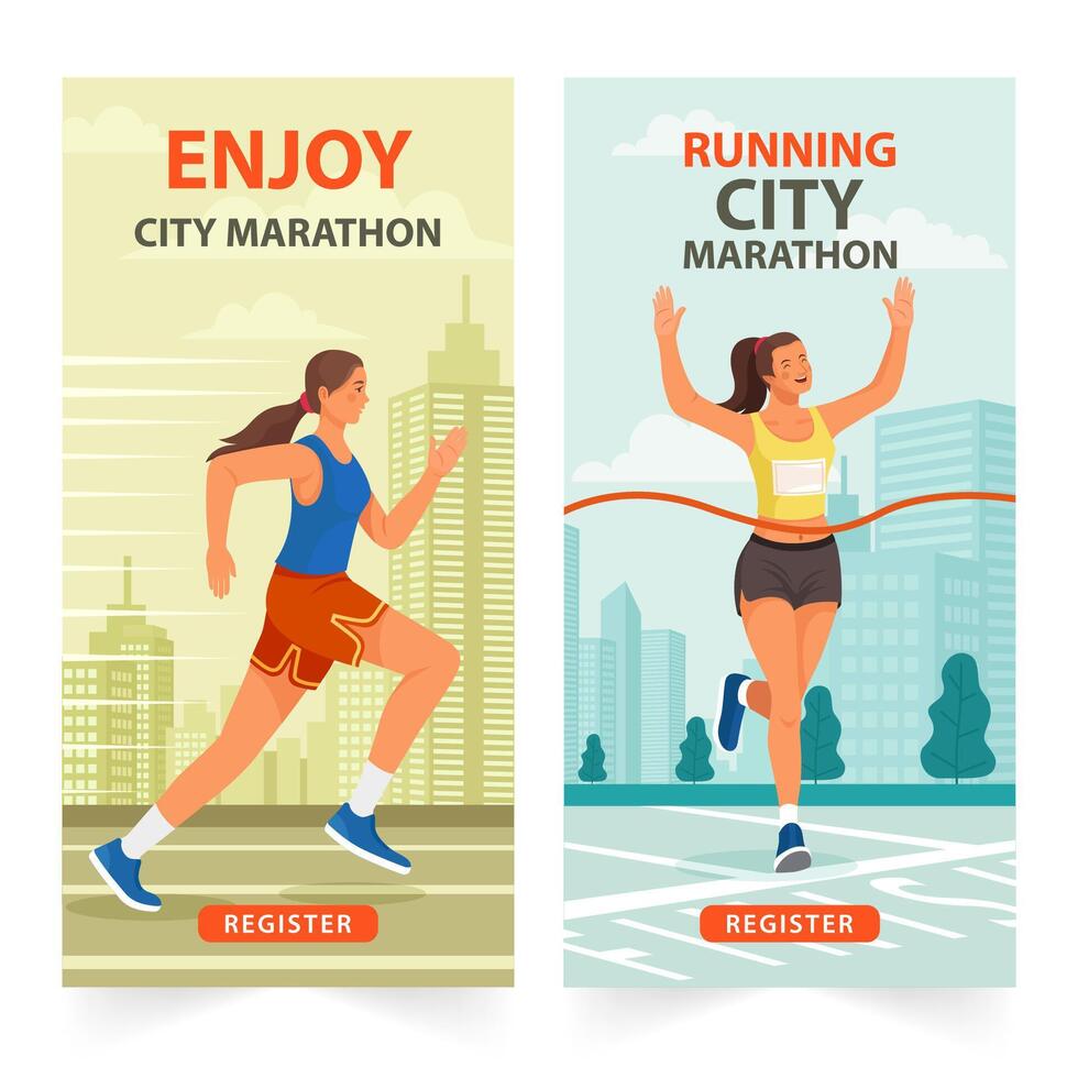 City Marathon Promotional Banners vector