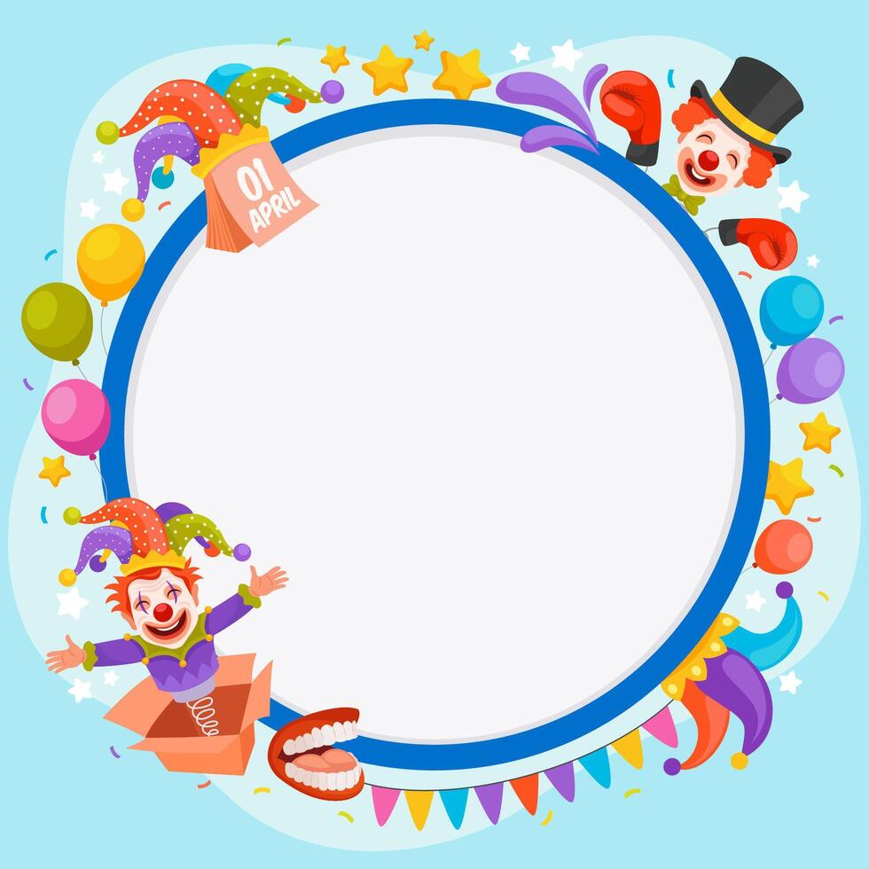 Festive April Fool's Day Clown Border vector