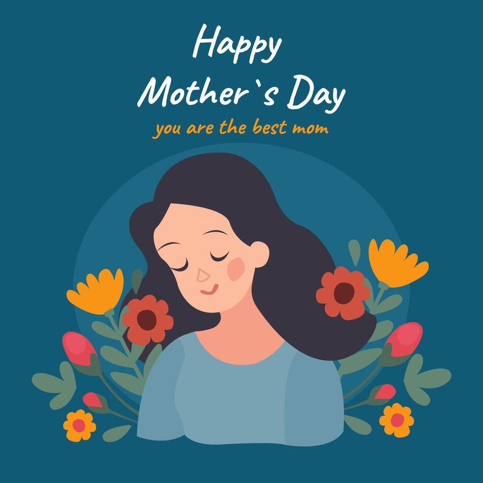 Hand drawn flat mothers day background composition vector