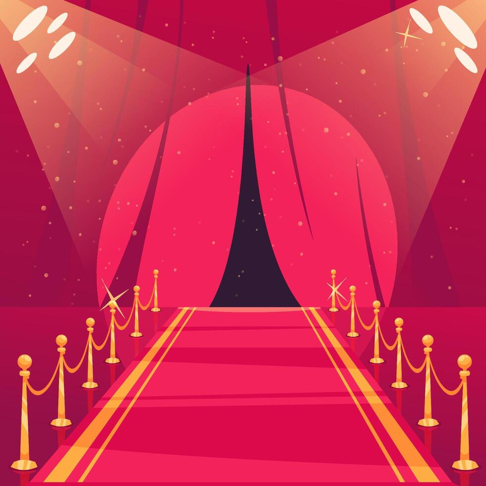 Hand drawn flat red carpet composition background vector