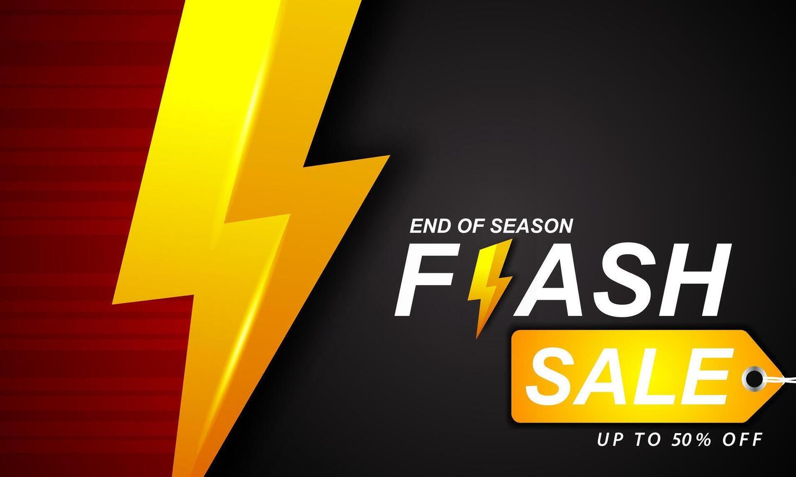Flash sale discount banner template promotion. lightning icon vector