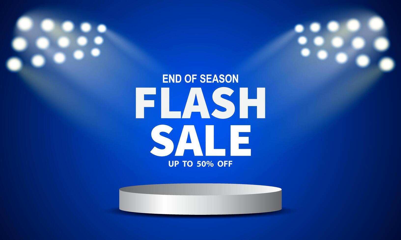 Flash sale promo banner template with 3D podium vector