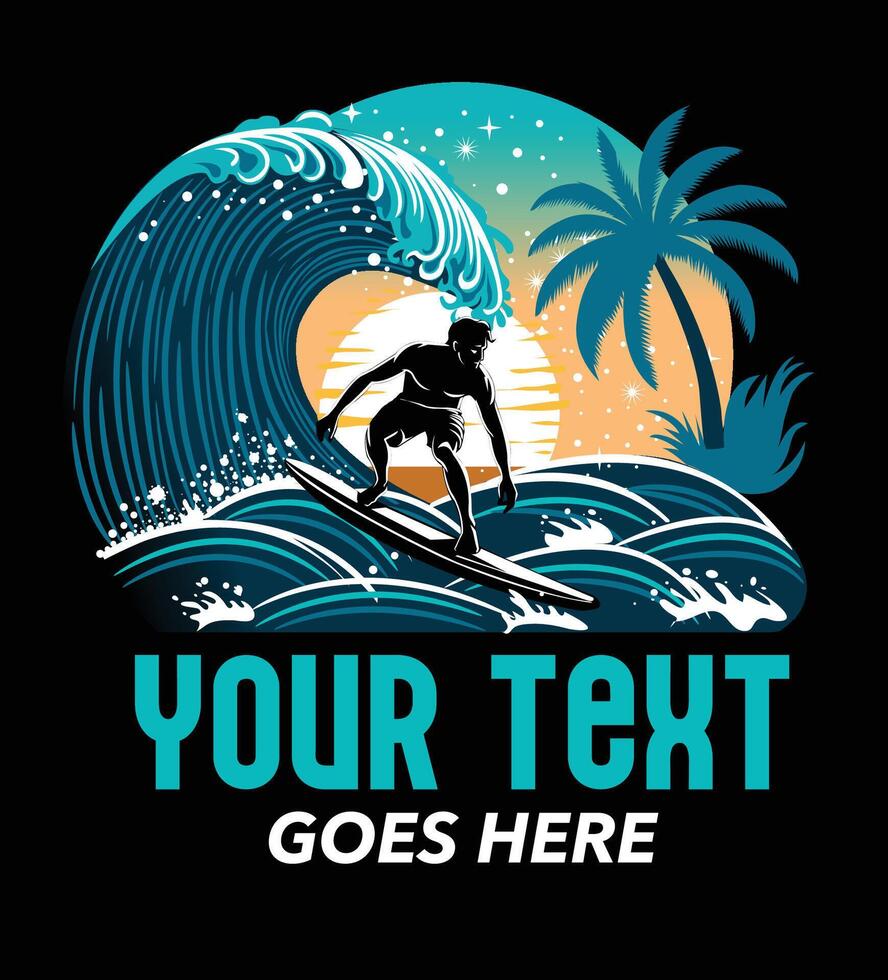 A man surf on a big wave vector