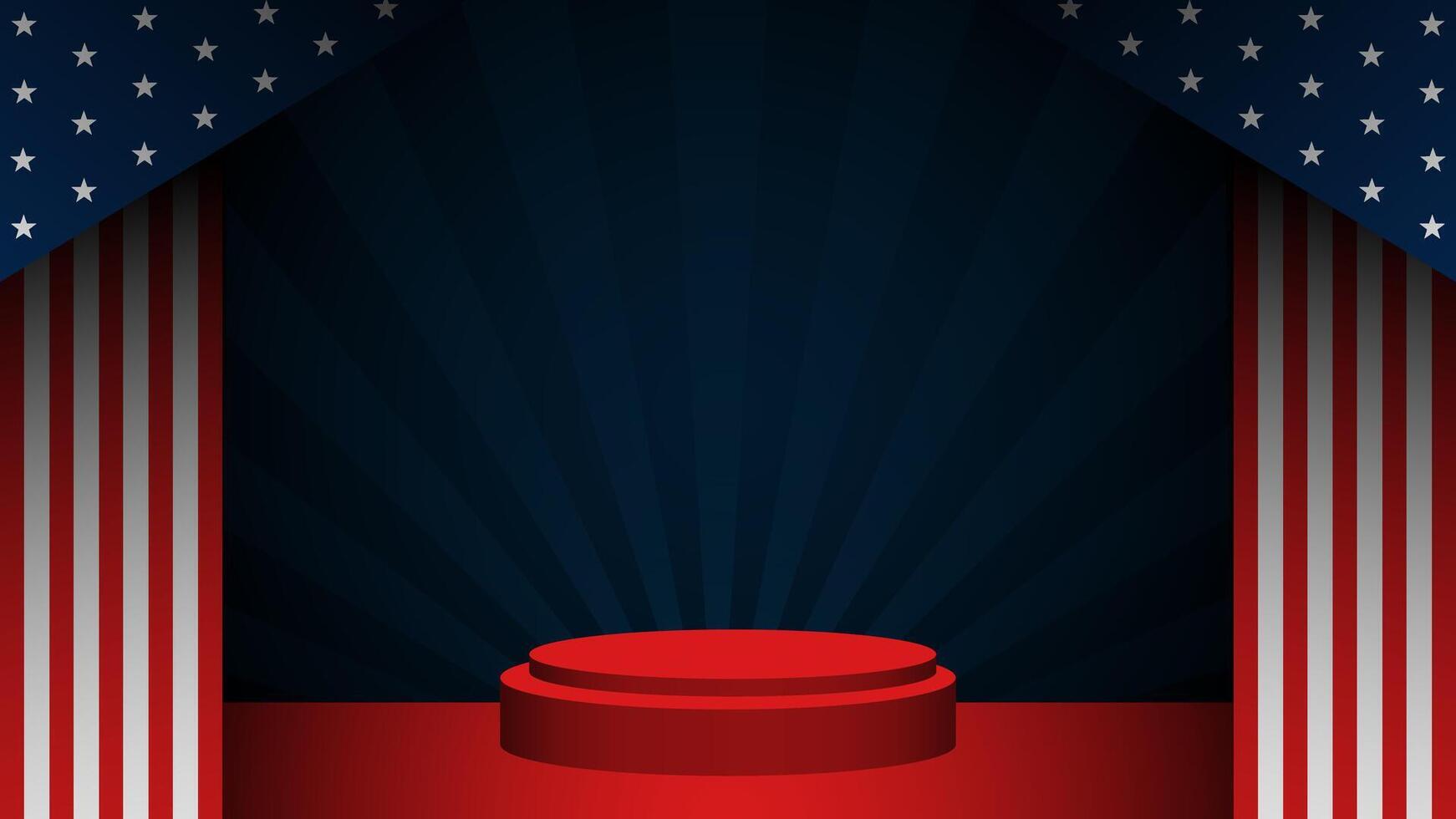 United States of America gradient template background with podium and flag vector