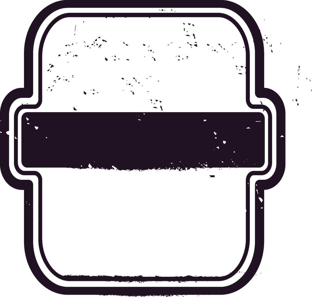 Grunge textured blank vintage mailing label with a black stripe and rounded corners, evoking a retro aesthetic suitable for various design applications vector