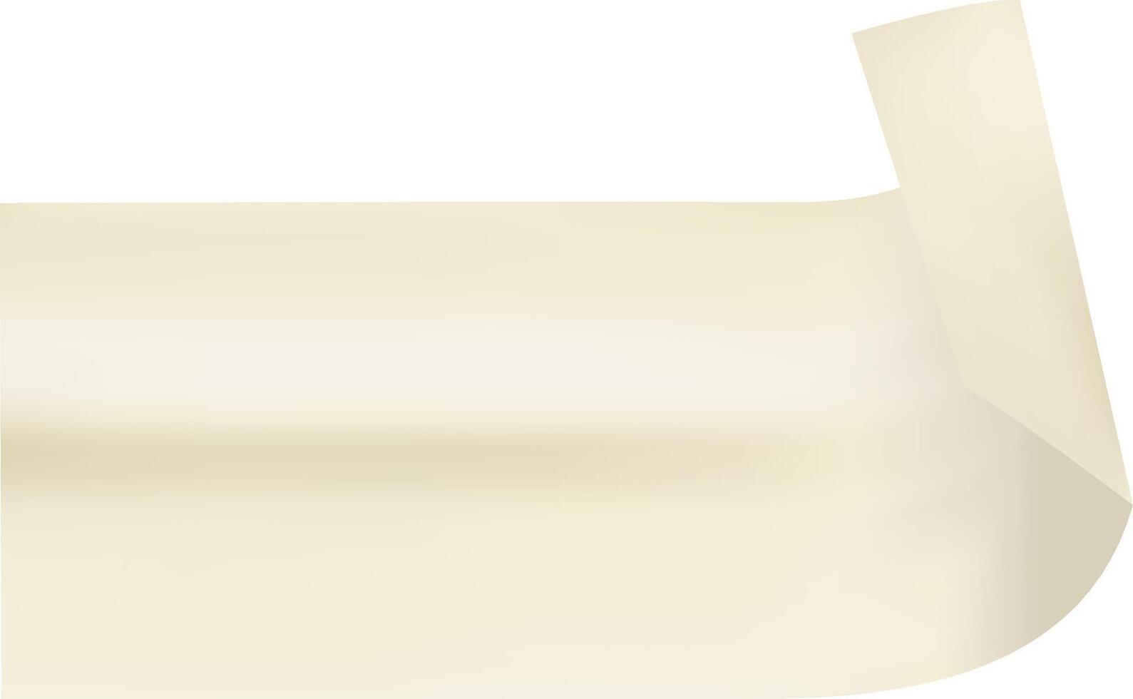 Realistic illustration featuring beige adhesive paper tape curling gracefully on a white background, creating a visually striking and effective design element for various applications vector
