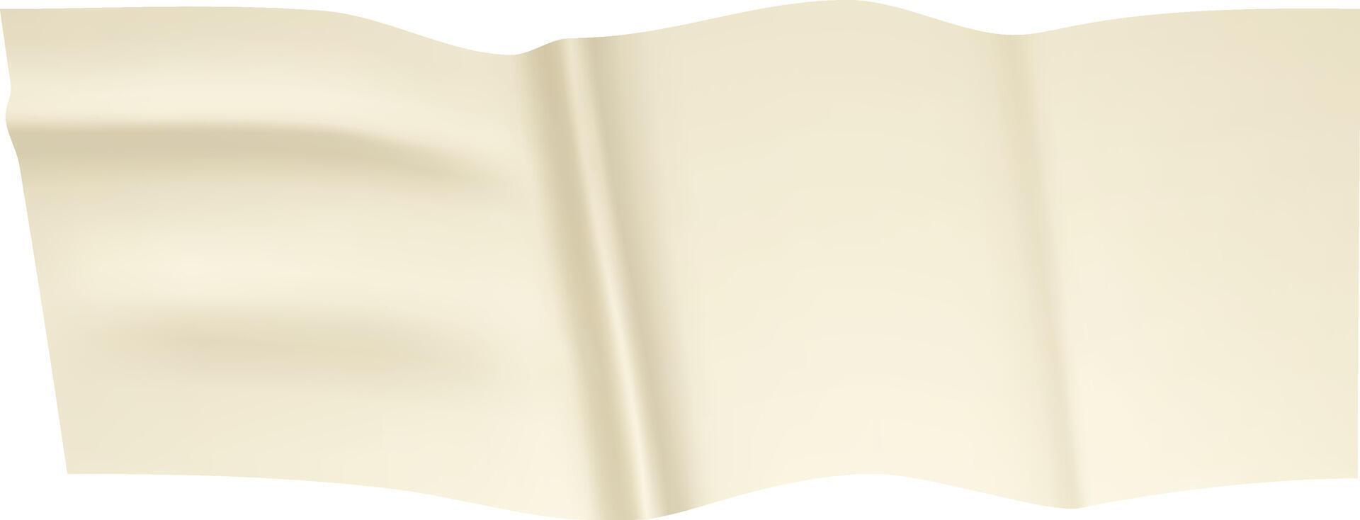 Realistic waving piece of beige adhesive paper tape with folds and wrinkles creating a textured and slightly translucent effect, isolated on white background vector