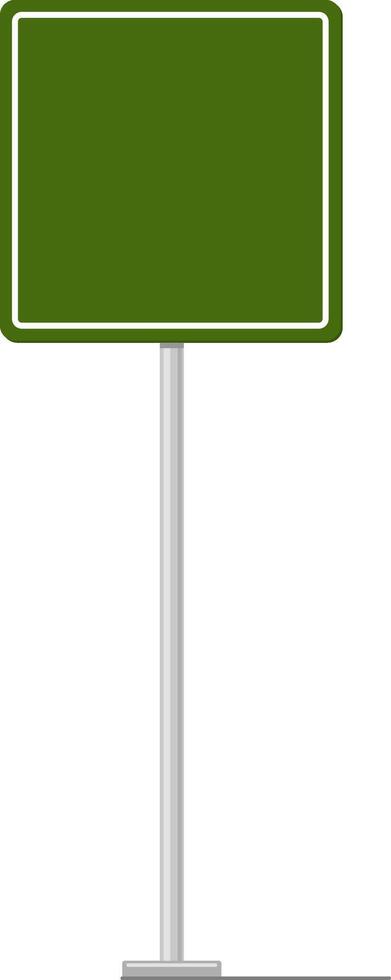 Green road sign with white frame standing on a metal pole providing guidance and information for drivers and pedestrians, ensuring road safety and smooth traffic flow vector