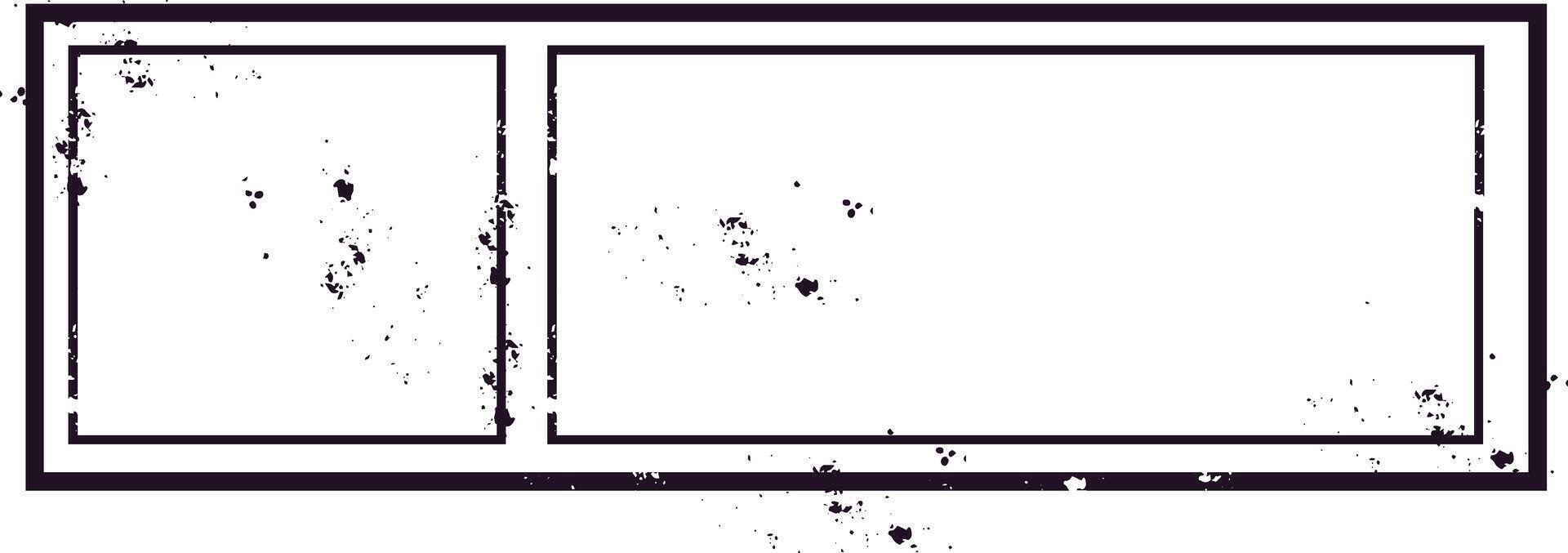 Vintage double rectangle stamp with grunge effect creating a distressed look, perfect for travel, mailing labels, and postage stamp frames, isolated on white background vector