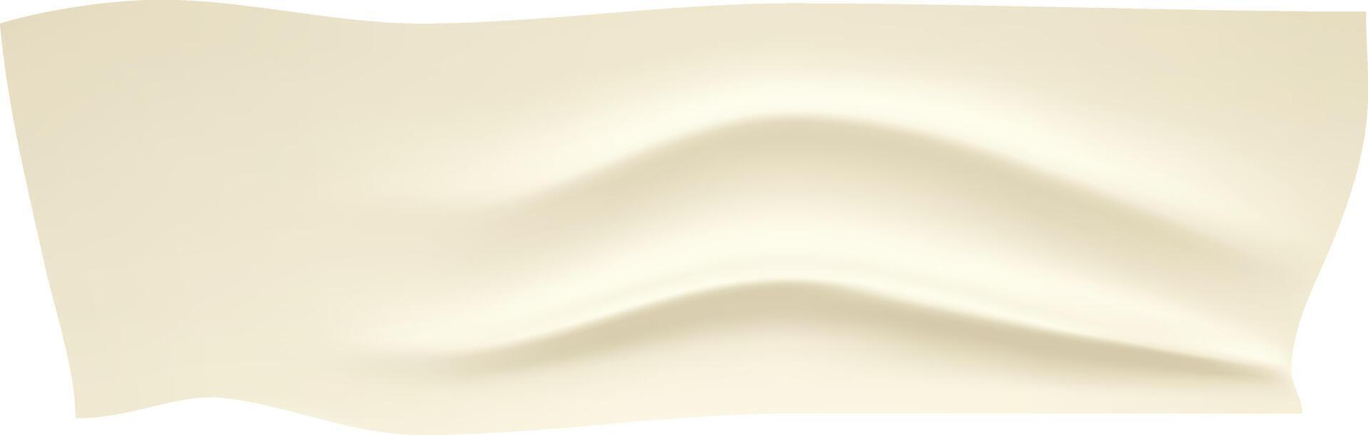 Realistic illustration of a waving piece of beige adhesive paper tape with curved and wrinkled edges, providing a simple yet detailed depiction of a common stationery item vector