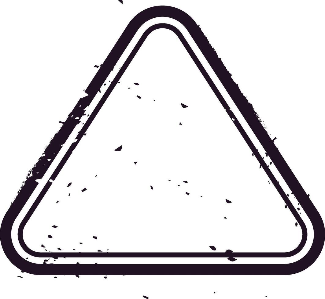 Double outlined blank triangular rubber stamp featuring a vintage textured grunge design, isolated against a clean white background, offering ample copy space for various uses vector