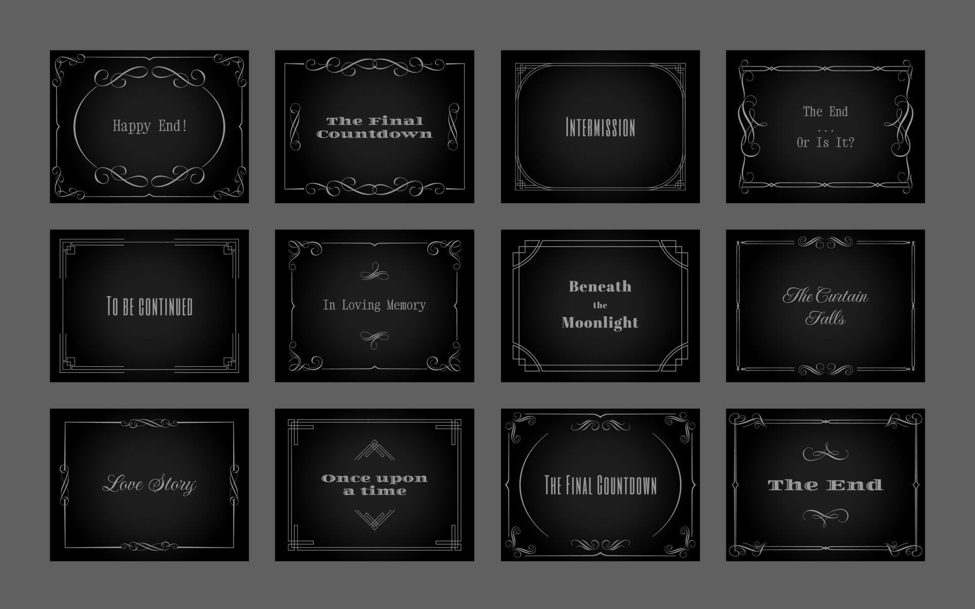 Silent film title card Vintage intertitle frame borders silent movie Silent film title card Vintage intertitle frame borders silent movie