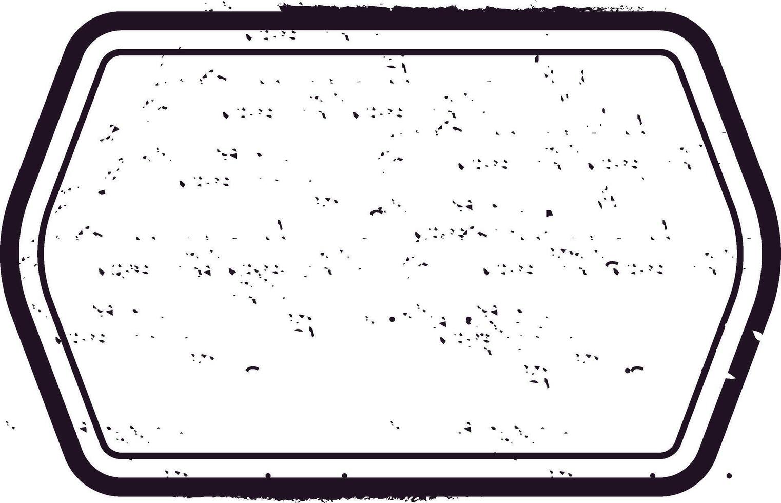 Blank vintage hexagonal postage stamp featuring a grunge effect, waiting to be filled with text, images, or both, isolated against a clean white background vector