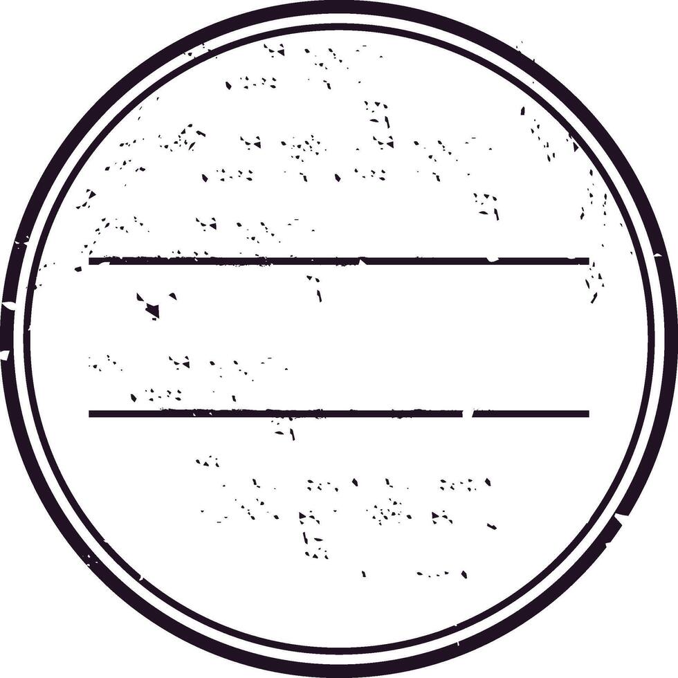Featuring an empty black and white postmark template, showcasing two horizontal lines for text addition, embodying a worn and distressed vintage aesthetic with a classic look vector